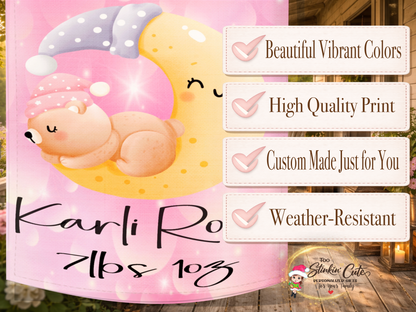 Personalized newborn keepsake garden flag for baby girl homecoming