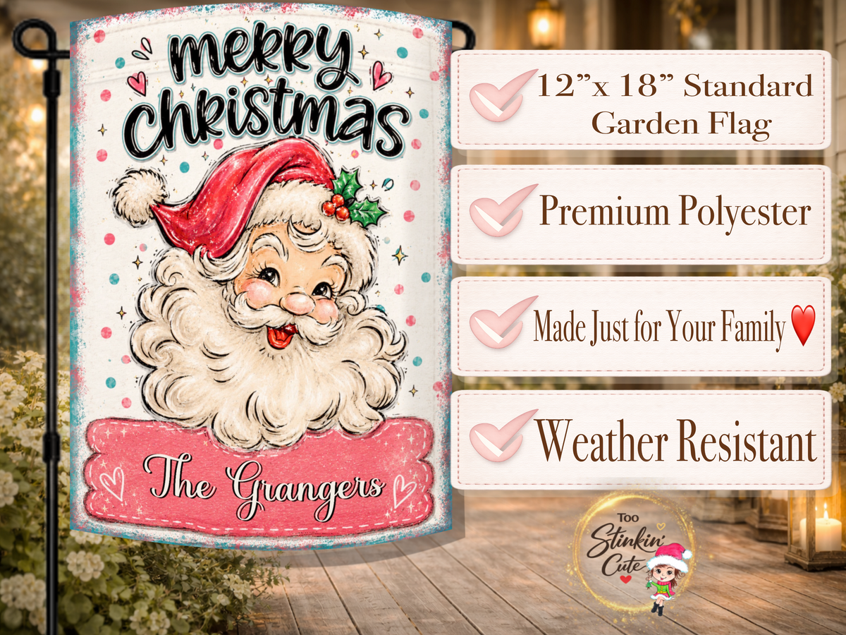 Personalized Pink Christmas Garden Flag