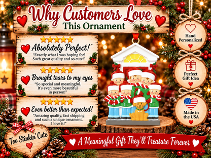 Custom family-names Christmas ornament with an optional family name and year