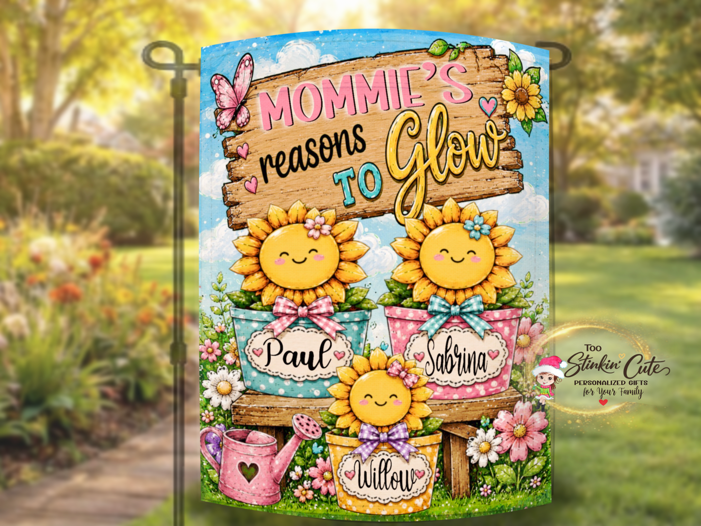 Custom garden flag gift for Mom with children’s names