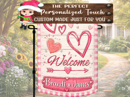 Custom sweetheart garden flag personalized for a couple
