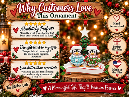 Personalized two-name ornament for couples, siblings, friends, or parent and child.