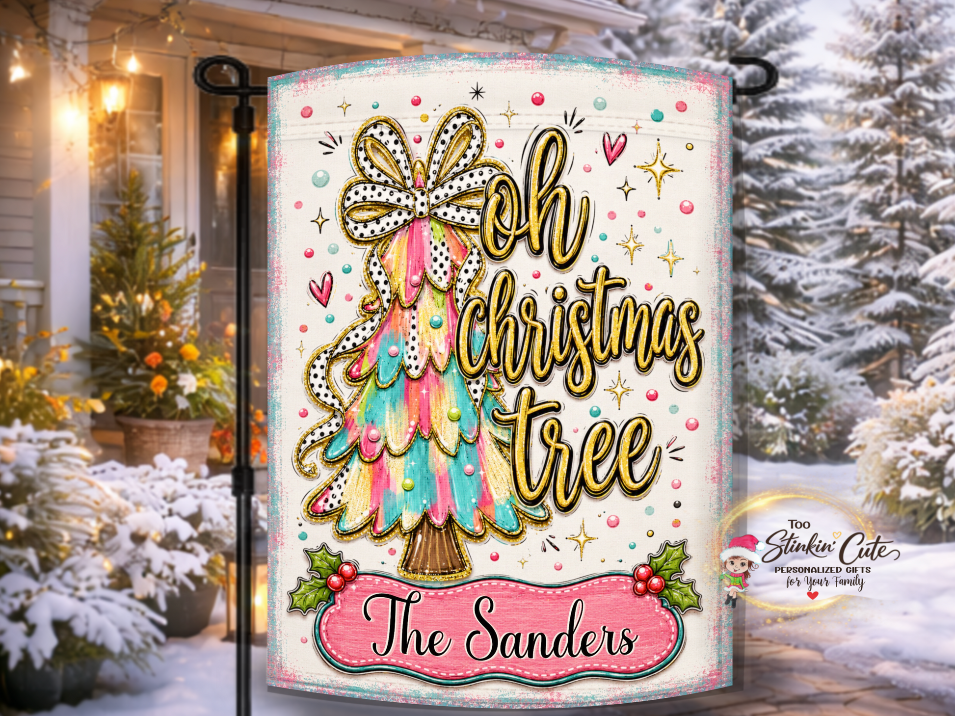 Personalized Oh Christmas Tree Garden Flag