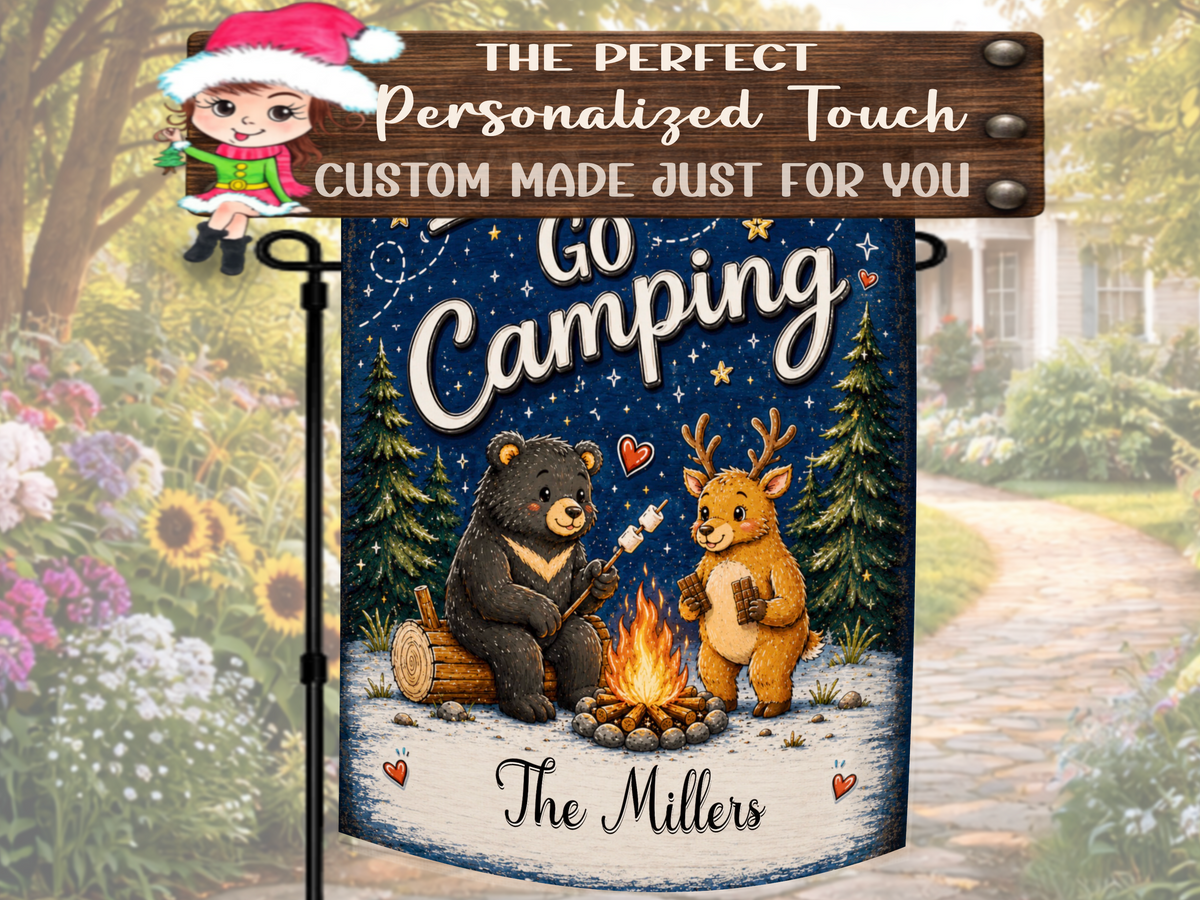 Personalized Bear Camping Yard Flag