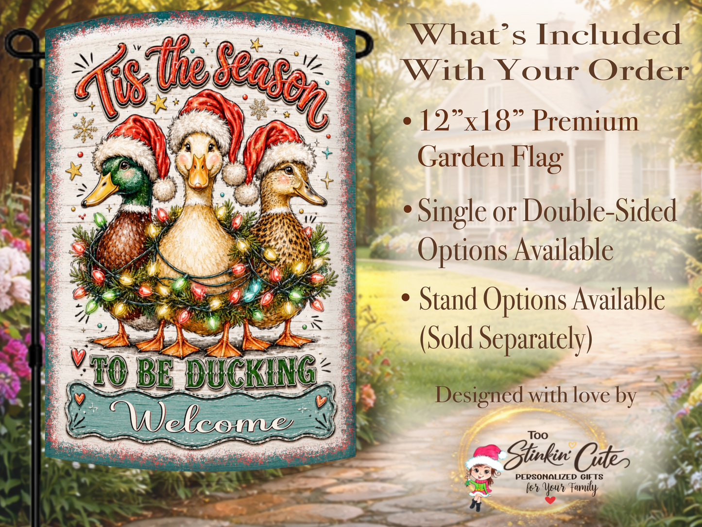 Duck Lover Christmas Porch Flag