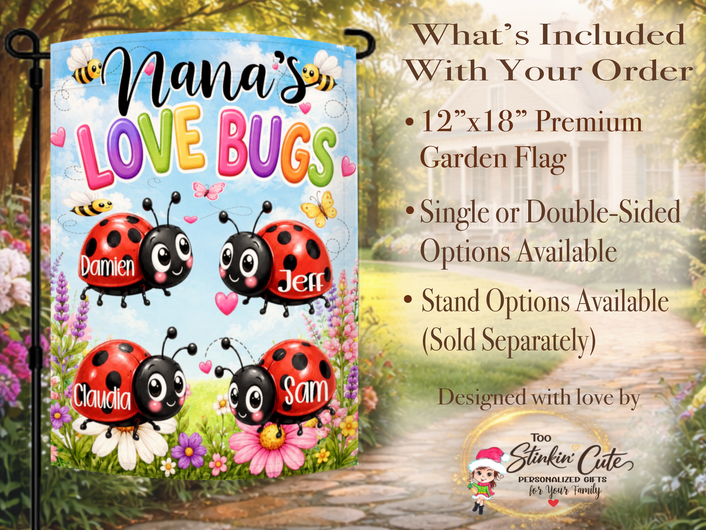 Nana gift personalized outdoor garden flag