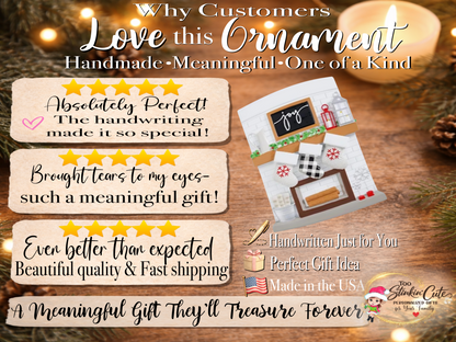Personalized Fireplace Family Ornament | Custom Family of 3 Christmas Keepsake Gift
