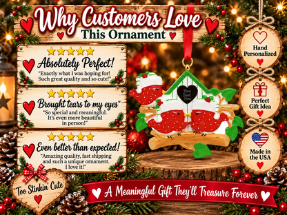 Family of three cardinal keepsake ornament with an optional year and solid-red ribbon.