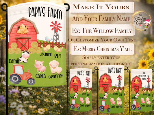 Custom grandparent farm garden flag with children and grandkids names
