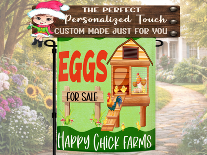 Country style garden flag advertising farm fresh eggs for sale