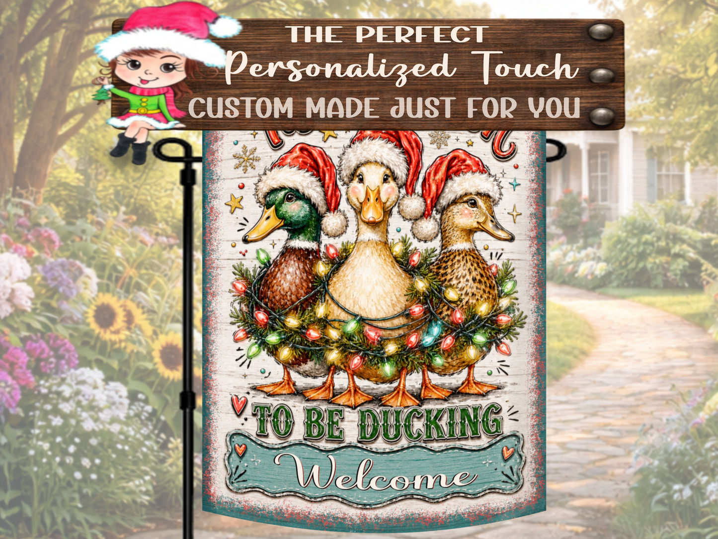 Farmhouse Christmas Duck Flag