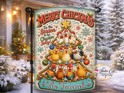 Personalized Merry Chickmas Garden Flag