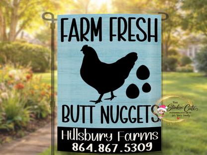 Personalized farmhouse chicken flag with country style design