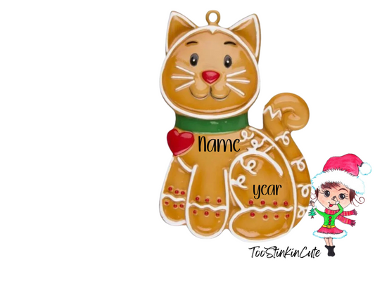 Gingerbread Cat Christmas Ornament. Product photo 1.