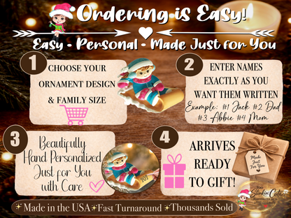 Personalized Sledding Girl Ornament | Custom Winter Christmas Keepsake Gift