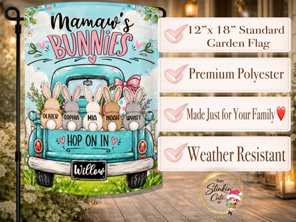 Personalized Grandma’s Bunnies Garden Flag