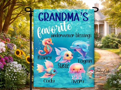 Grandma’s favorite underwater blessings personalized garden flag