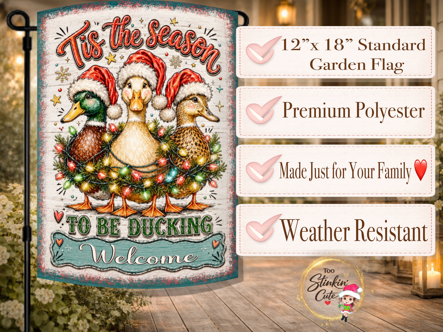 Christmas Lights Duck Yard Flag