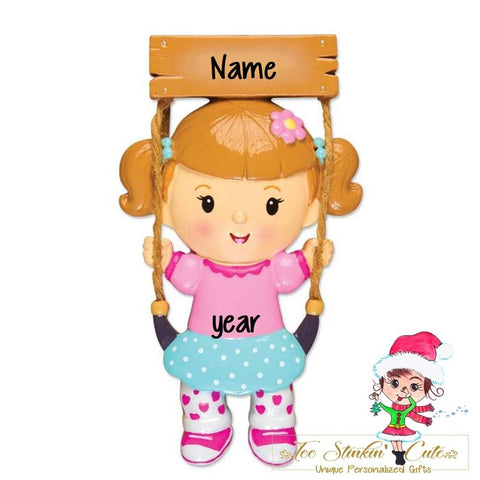 Girl on Swing Personalized Christmas Ornament