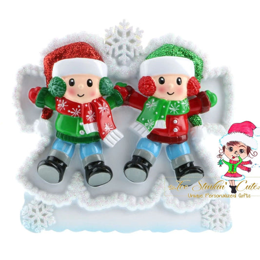 Personalized Christmas Table Topper Snow Angel Family of 2 + Free Shipping!