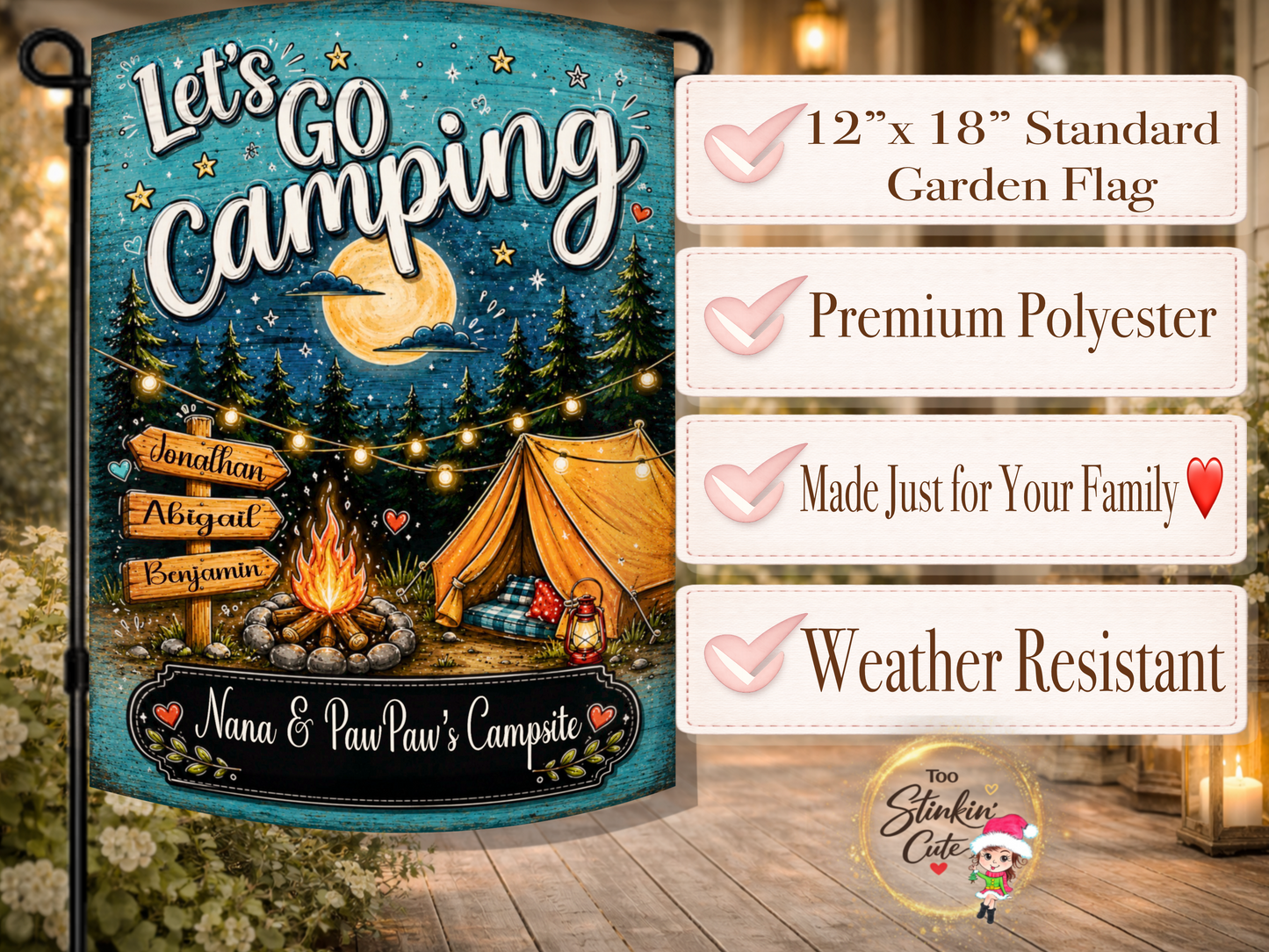 Personalized Nana and PawPaw Camping Flag