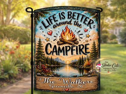 Personalized Mountain Campfire Yard Flag