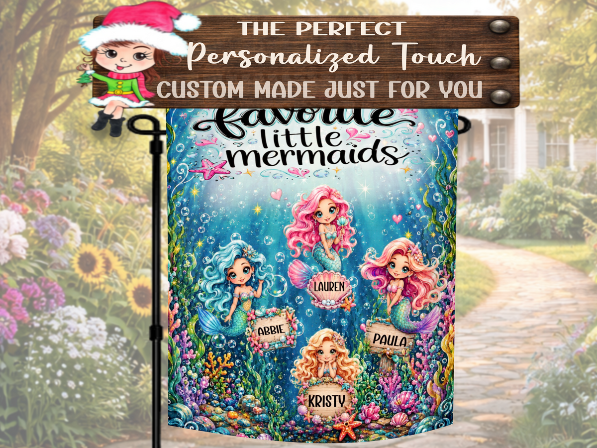 Custom Mermaid Family Names Yard Flag