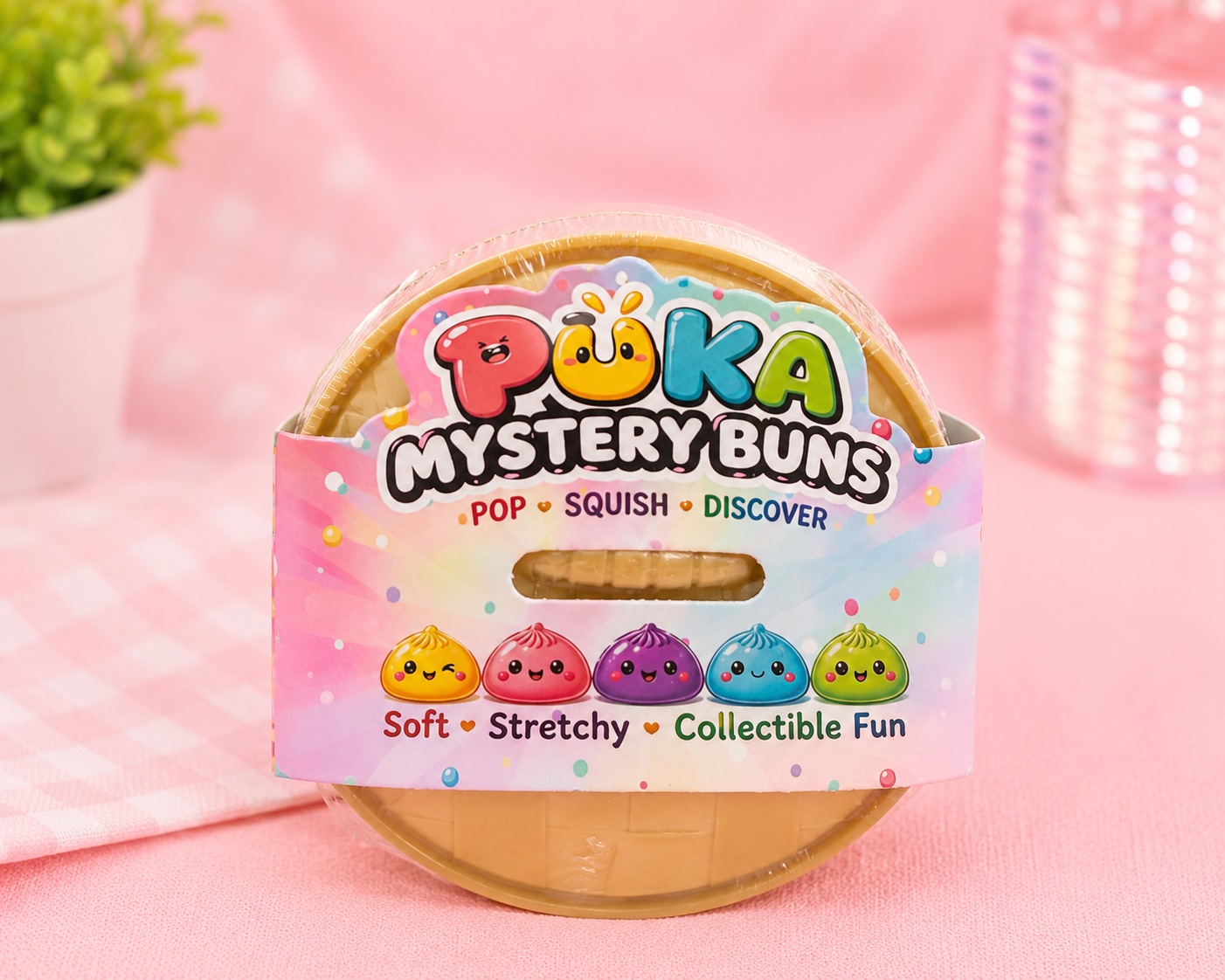 Puka Mystery Buns Mystery Dumpling Squishy Toy | Cute Collectible Blind Surprise | Soft Stretchy Sensory Fidget Toy