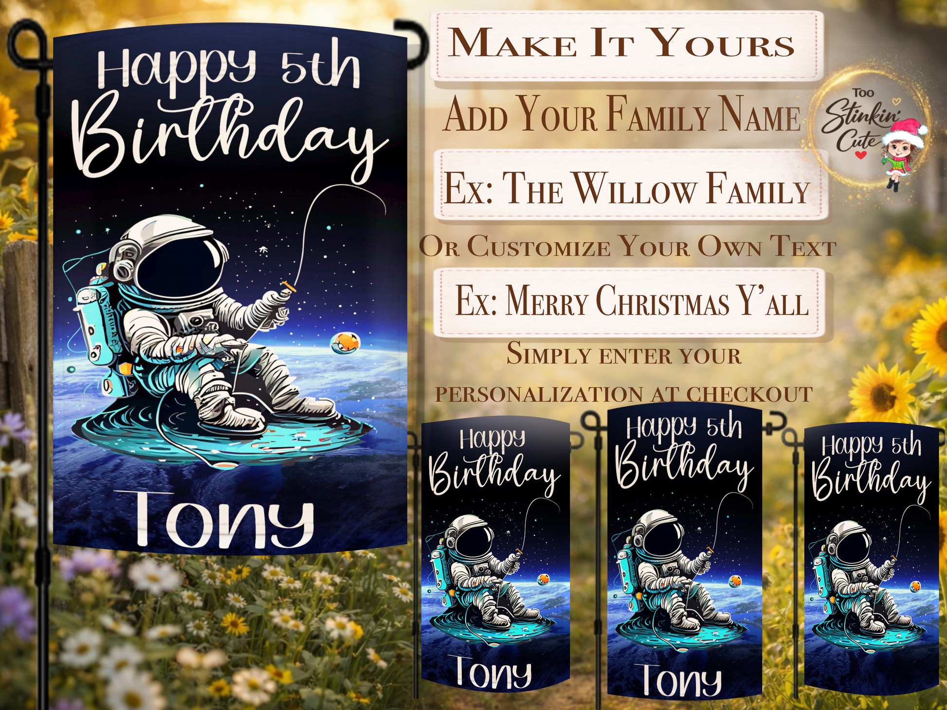 Kids astronaut birthday yard decoration for outdoor party celebration