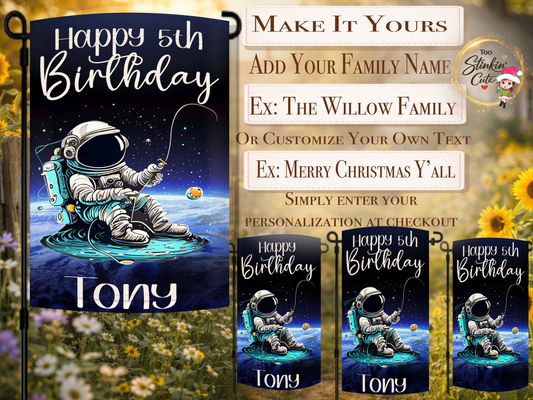 Kids astronaut birthday yard decoration for outdoor party celebration