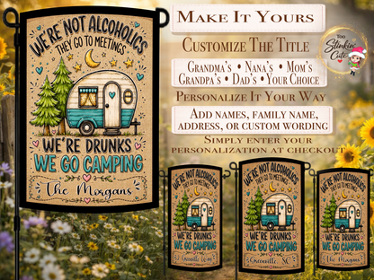 Funny Alcohol and Camping Garden Flag
