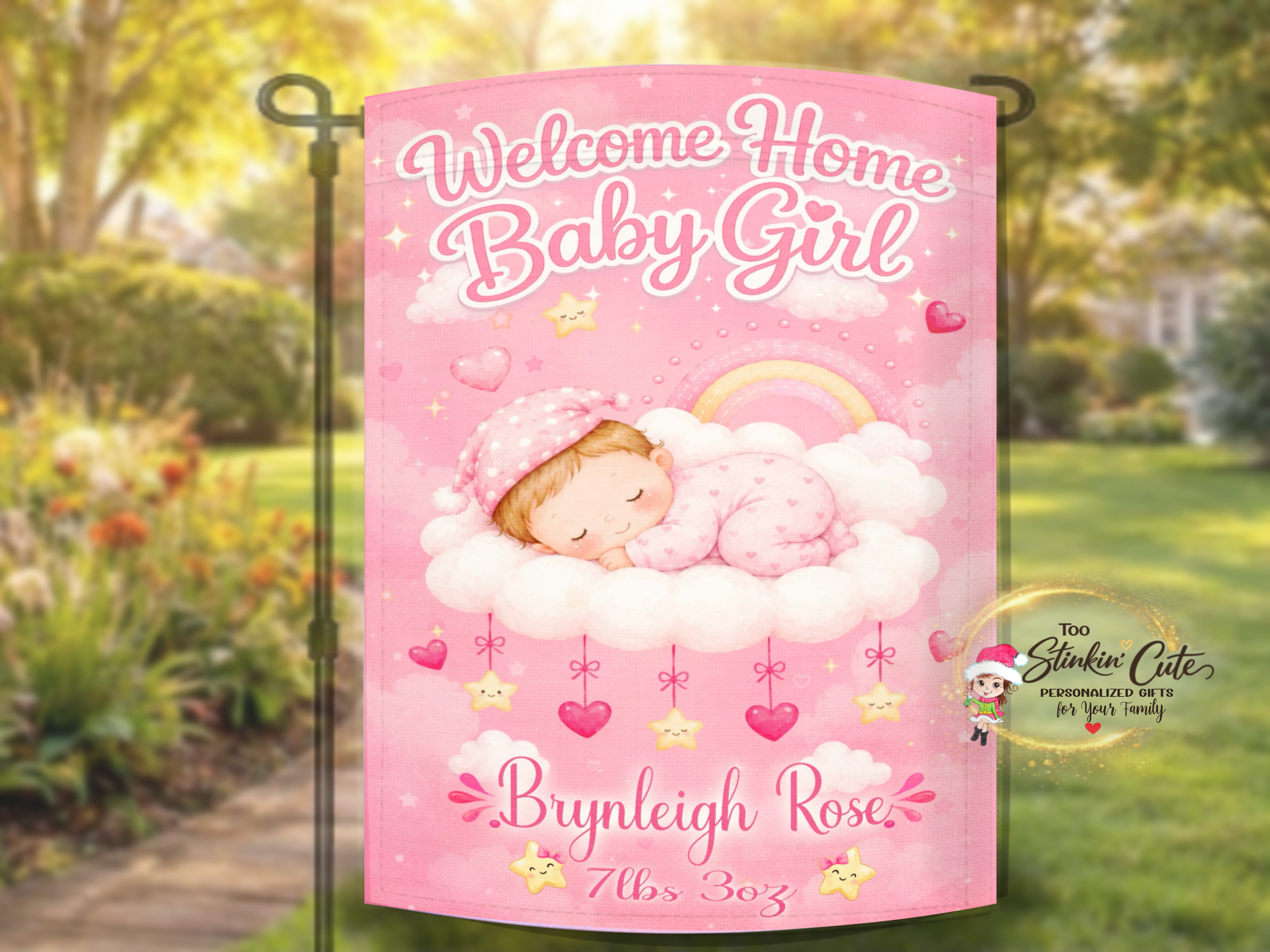 custom baby girl porch garden flag
