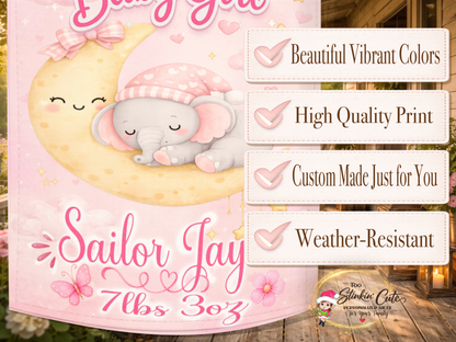 pink baby girl personalized yard flag