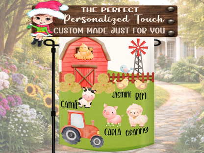 Personalized farmhouse porch flag for grandparents and grandchildren