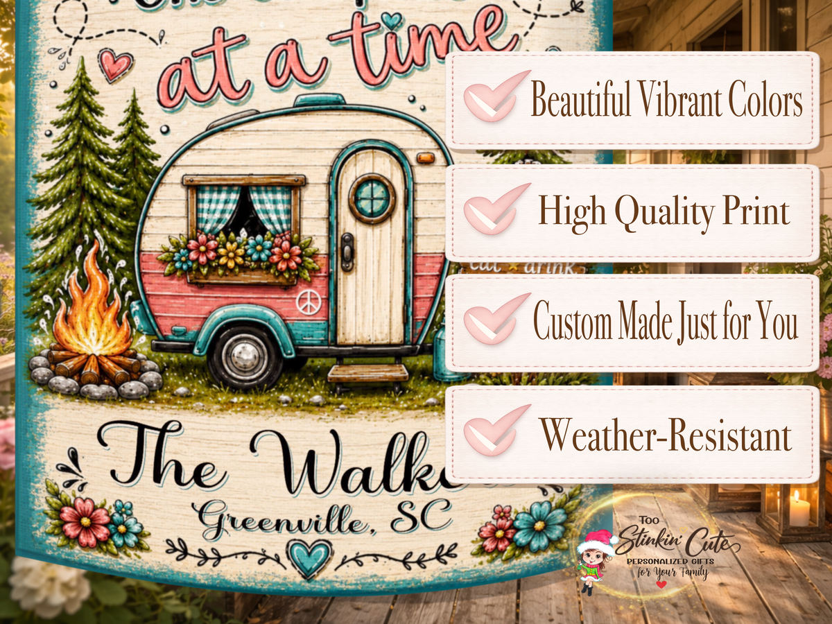 Personalized Retro Camper Garden Flag