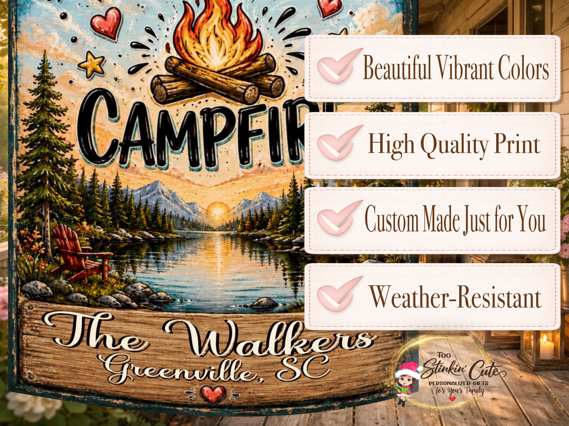 Custom Camping Family Name Flag