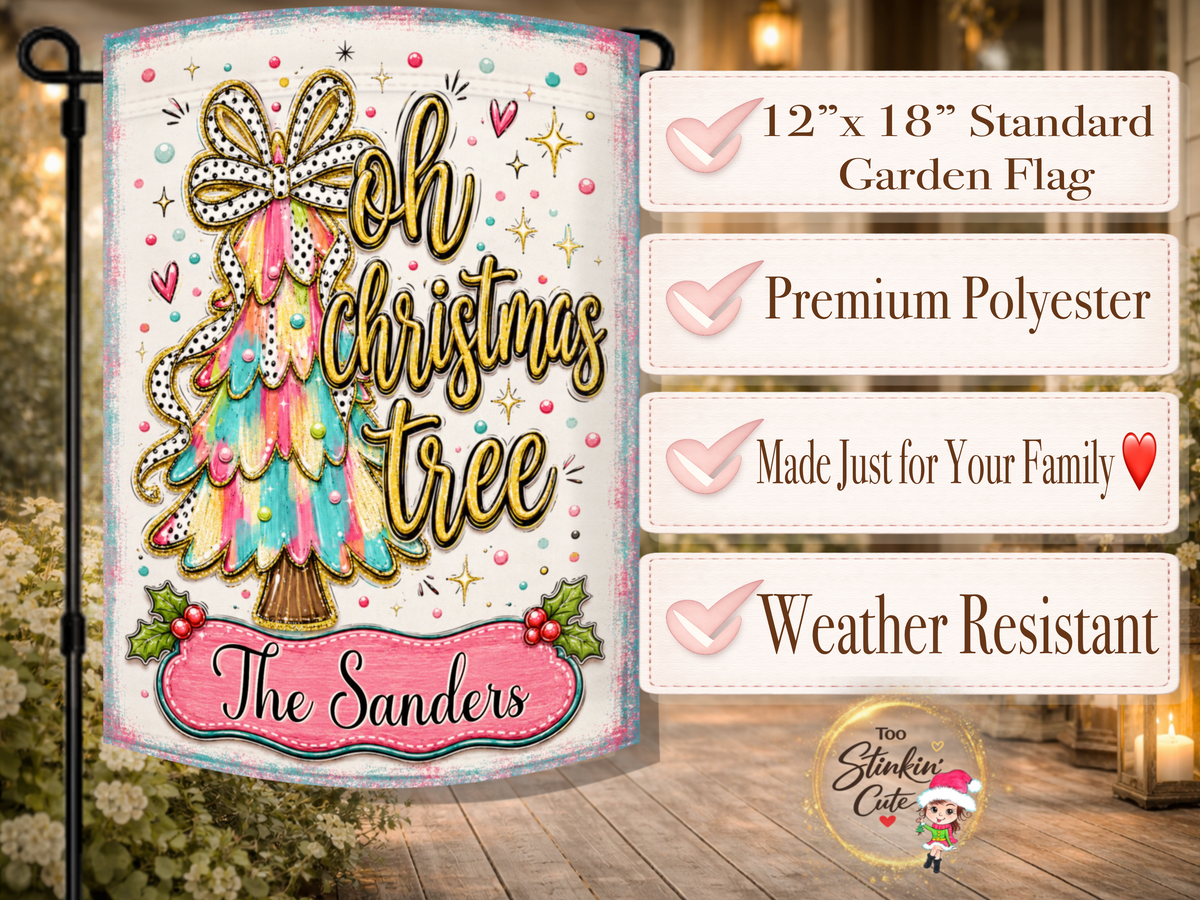 Personalized Pink and Teal Holiday Flag