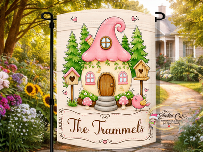Personalized Fairy Cottage Garden Flag