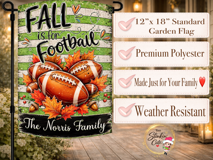 Personalized football season flag for fall porch and garden decorating