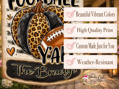 Rustic fall football porch flag customized with your family name
