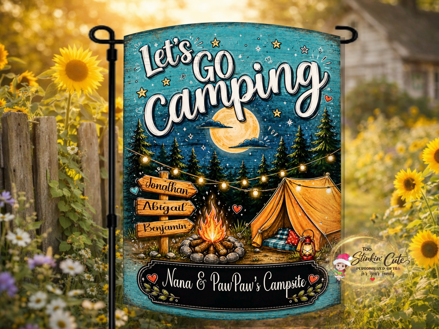 Personalized Family Names Camping Garden Flag