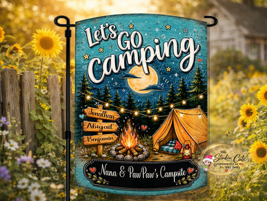 Personalized Family Names Camping Garden Flag