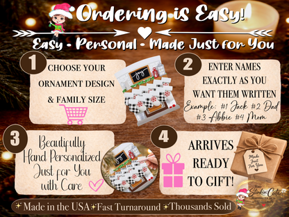 Personalized Fireplace Family Ornament | Custom Family of 12 Christmas Keepsake Gift