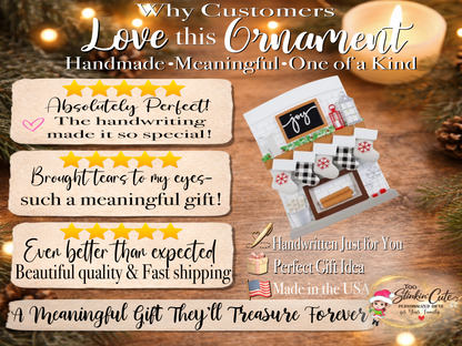 Personalized Fireplace Family Ornament | Custom Family of 5 Christmas Keepsake Gift