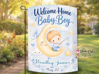 Custom baby boy yard flag with fishing nursery theme