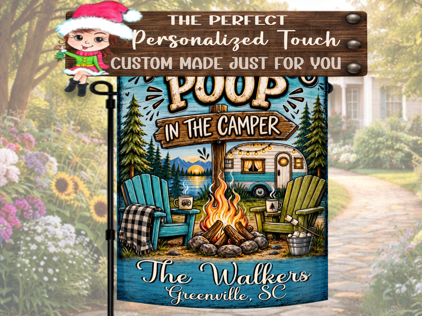 Custom Camping Family Porch Flag