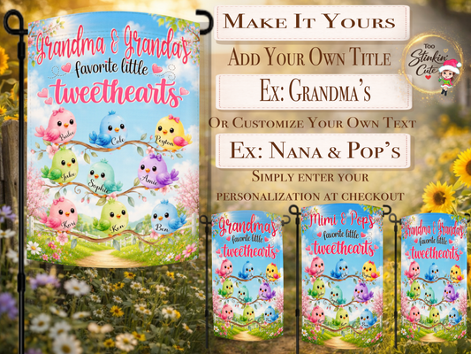 Custom grandparent bird family garden flag