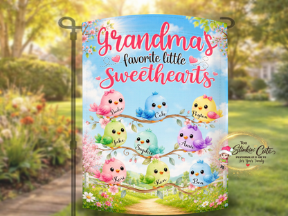 Custom grandmother outdoor garden decoration with grandchildren
