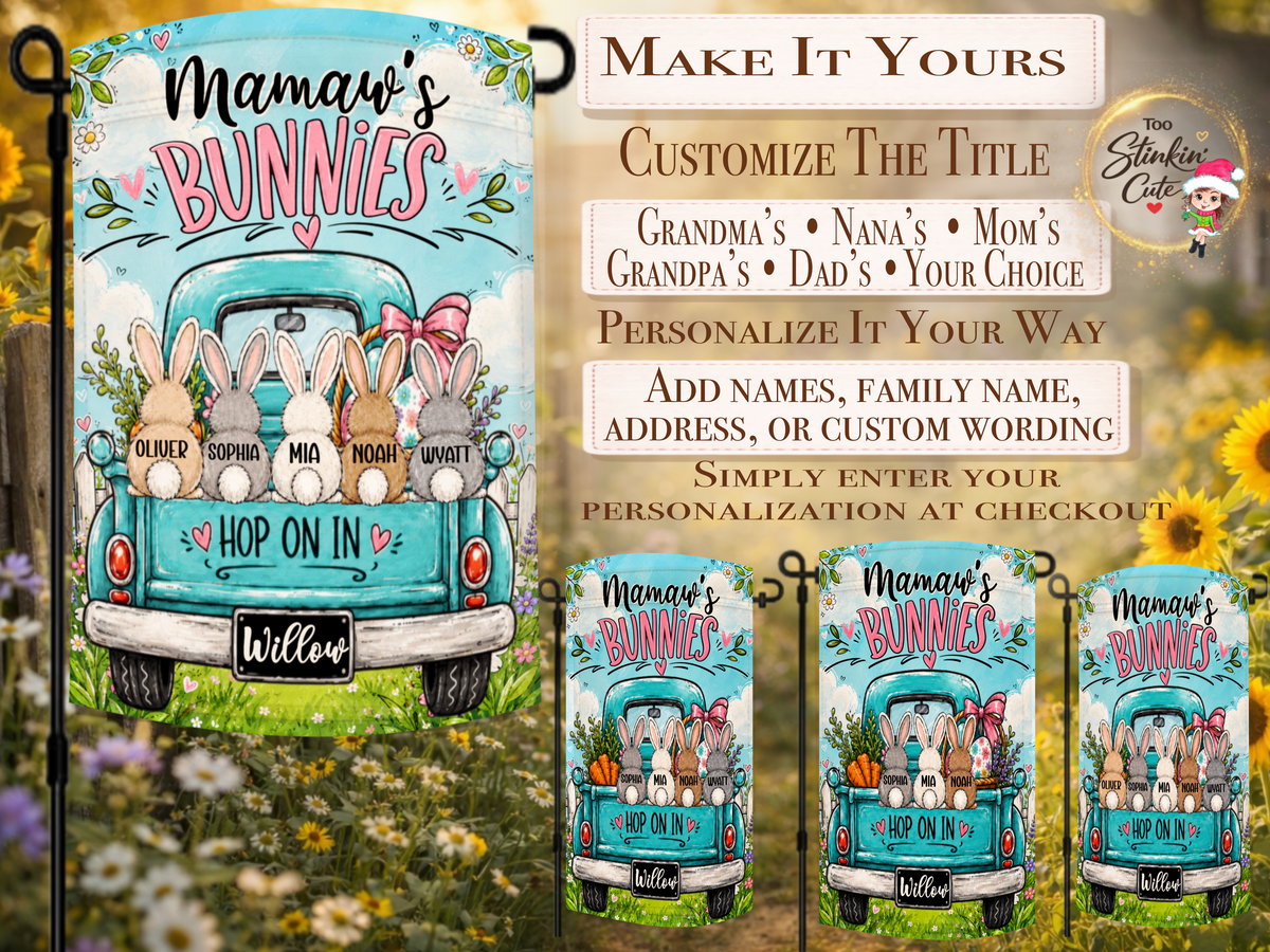 Personalized Grandkids Easter Yard Flag