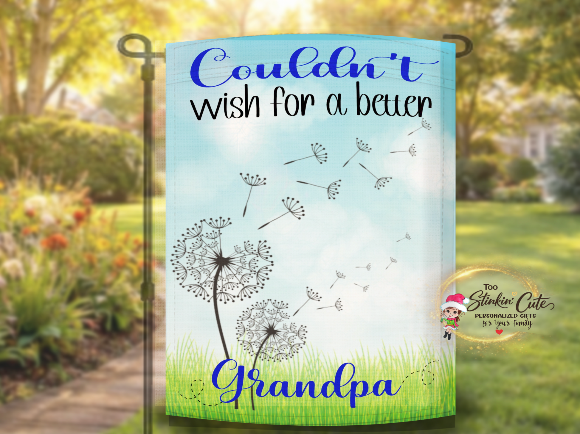 Personalized grandpa yard flag with custom family names